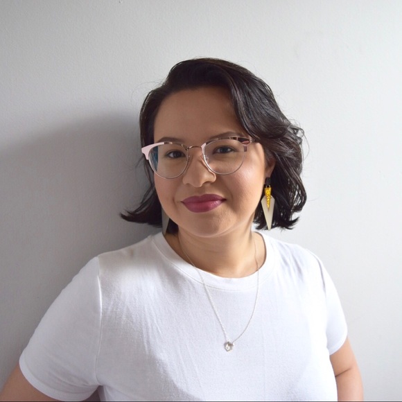 Geometric Gold Glitter Acrylic Earrings - Picture 2 of 5